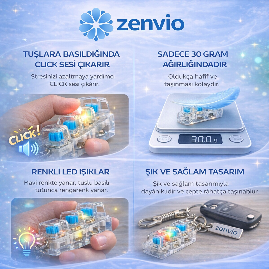 Zenvio™ Mekanik Switch Anahtarlık – Stres Giderici Klik Deneyimi